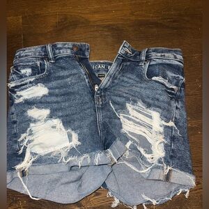 American Eagle Distressed Denim Mom Shorts